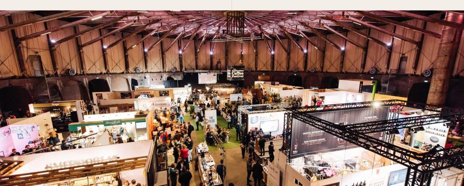 Overview of the Amsterdam Coffee Festival hall with stands